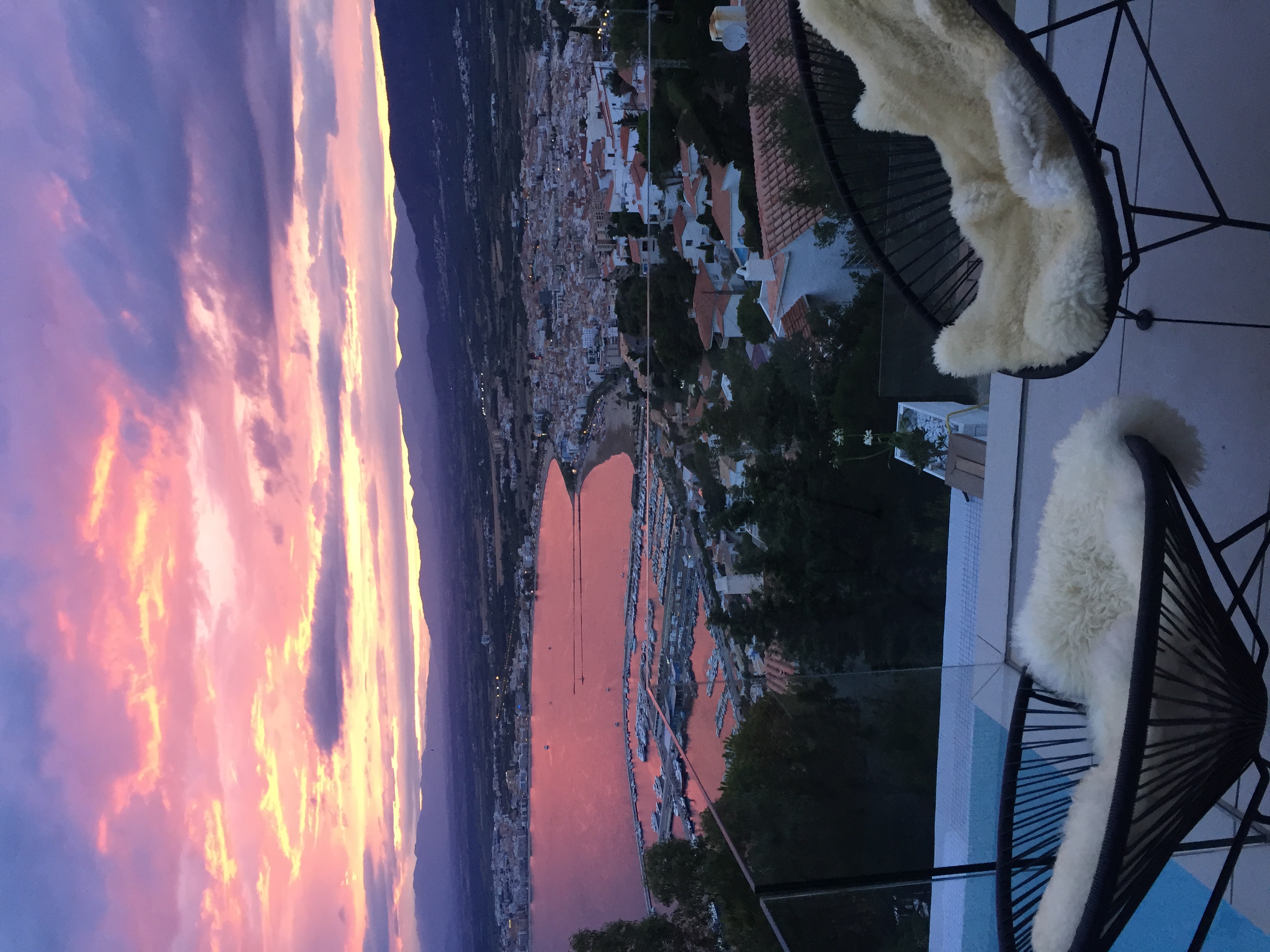Dramatic sunset over Roses from the terrace